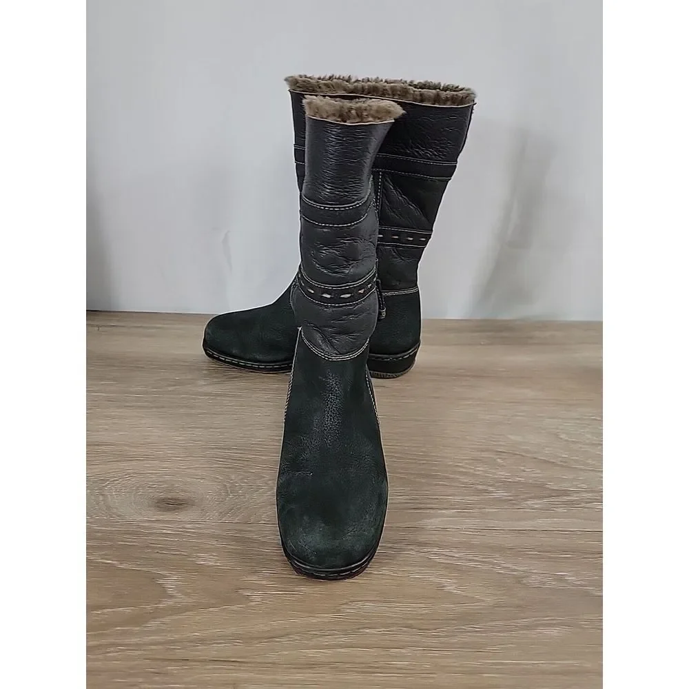Blondo Black Suede Shearling Mouton Fur Waterproof‎ Boots US 7M #1232-41